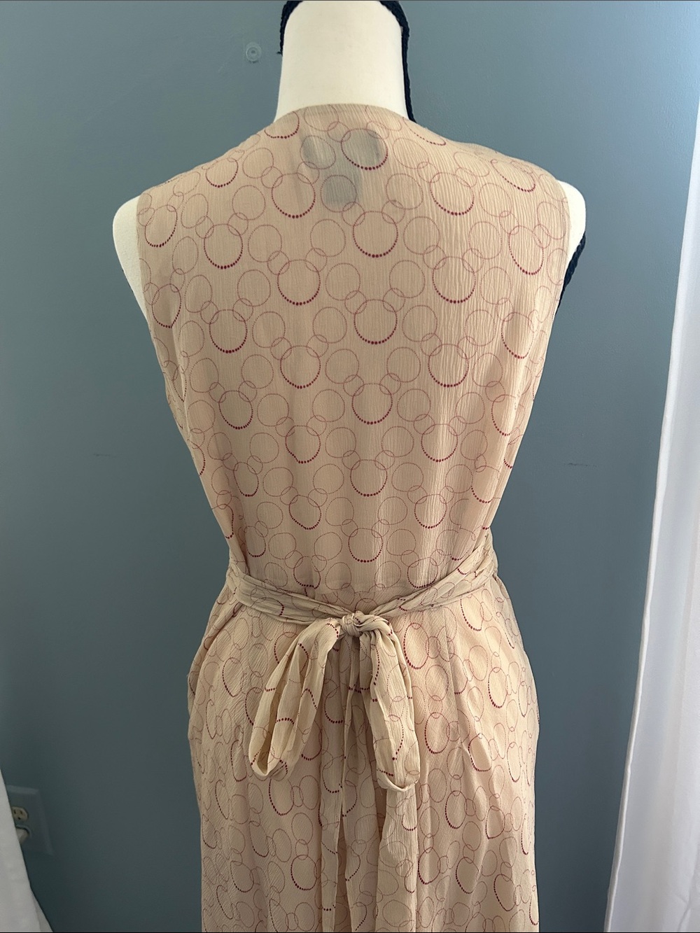 Ann Taylor Beige Midi Dress with Subtle Circular Print - Picture 3 of 8